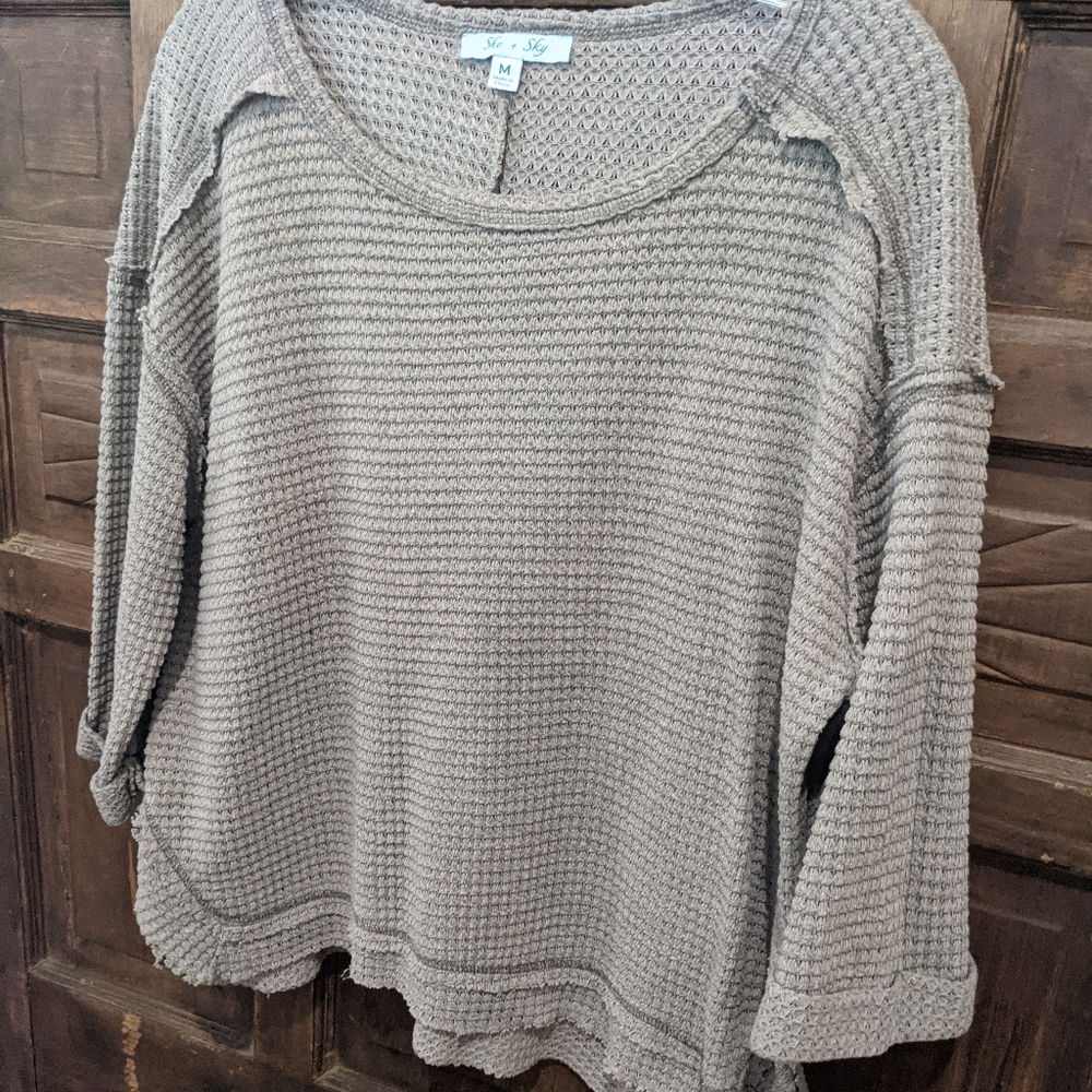 Anthropologie, She and Sky, size medium, waffle top